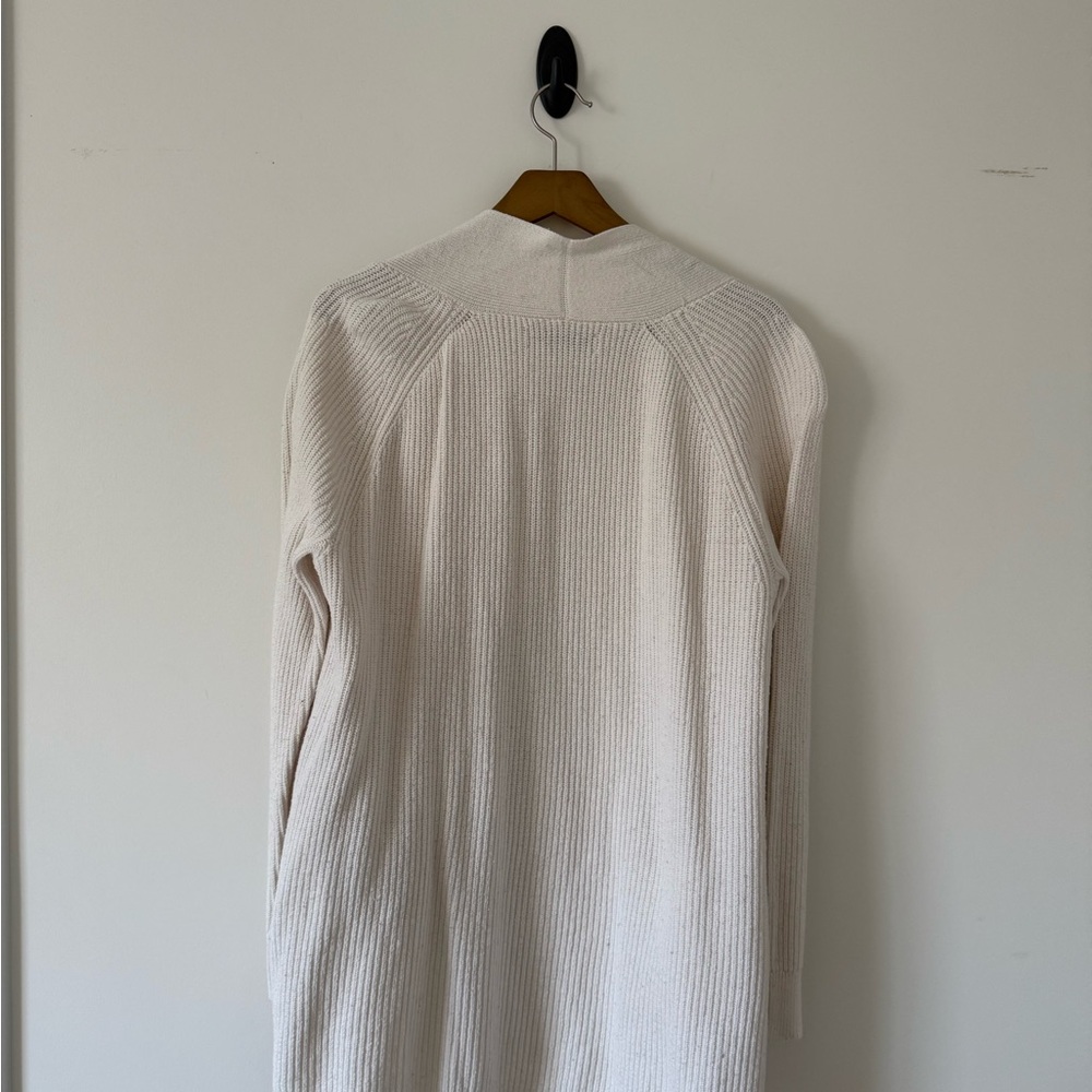 LOFT Cream Open-Front Ribbed Cardigan - Picture 4 of 4
